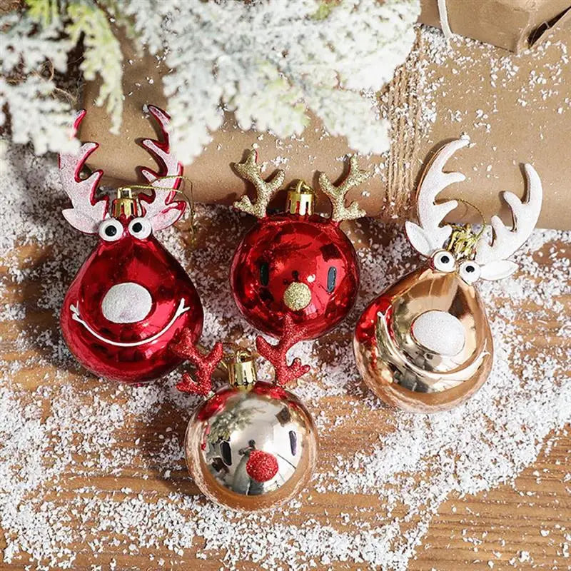 2PCS Christmas Balls Ornaments Bauble Pendant Elk Design Hanging Balls Party Props For Christmas Tree Decorations Navidad Natal