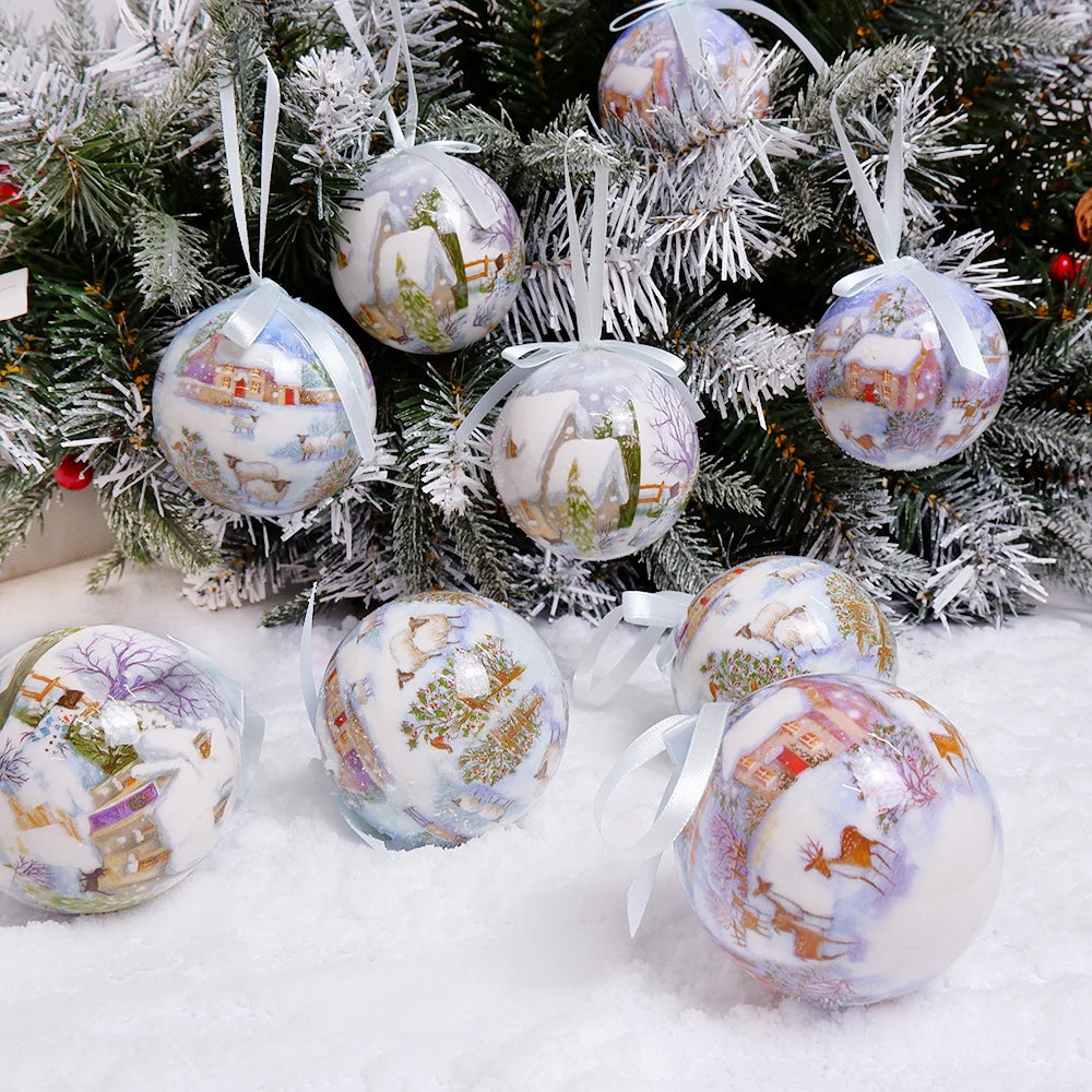 6PCS Xmas Tree Hanging Ball Ornament Decorations Gift New Year Navidad Eazy Hang Ball Bauble DIY Xmas Party Christmas