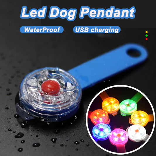 LED Pet Dog Cat Collar Pendant Night Safety Cat Luminous Light IPX7 Waterproof Flashing Harness With Light for Dog Accessories