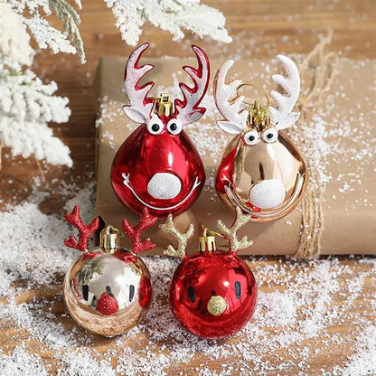 2PCS Christmas Balls Ornaments Bauble Pendant Elk Design Hanging Balls Party Props For Christmas Tree Decorations Navidad Natal