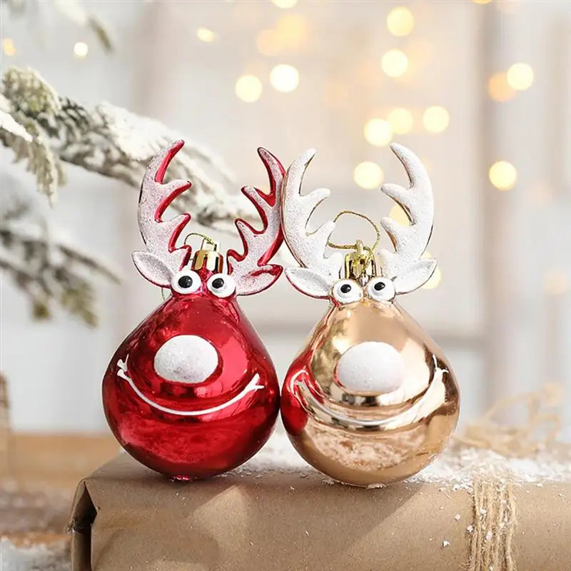 2PCS Christmas Balls Ornaments Bauble Pendant Elk Design Hanging Balls Party Props For Christmas Tree Decorations Navidad Natal