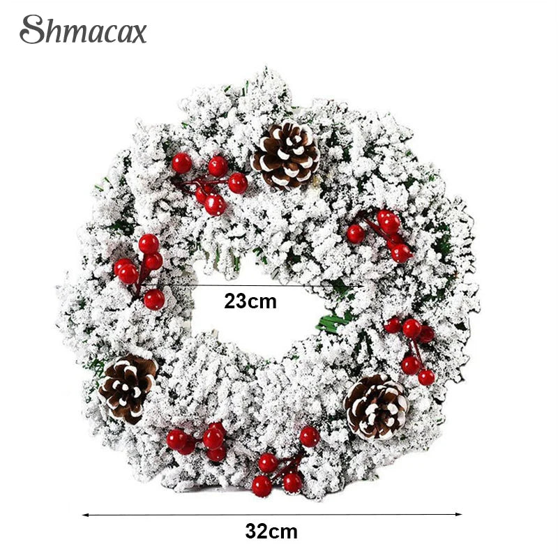 30cm Christmas Wreath For Front Door Christmas Door Wreath Pine Cone Ornaments Garland For Window Wall Indoor Outdoor Xmas Decor