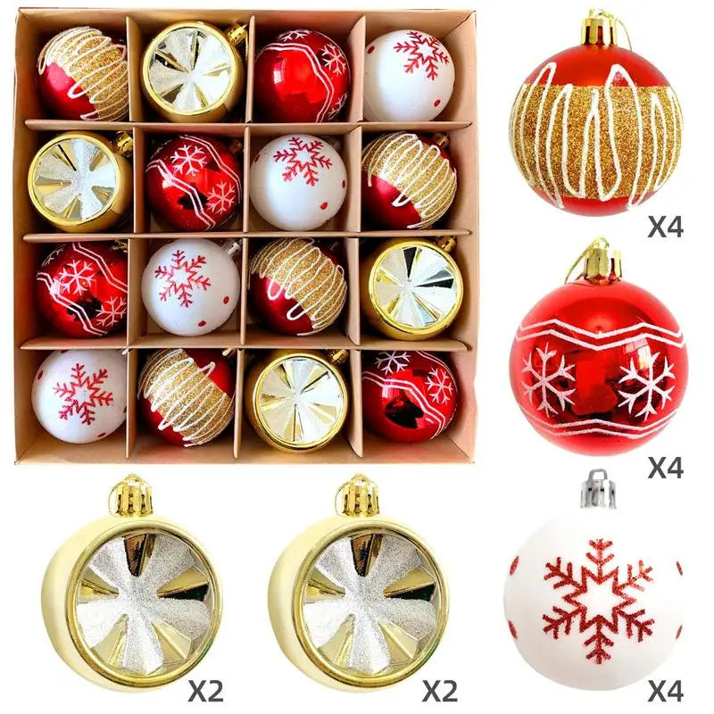 16pcs Christmas Baubles Christmas Tree Ornaments Balls Christmas Decorations Hanging Tree Hanging Indoor Home Decor