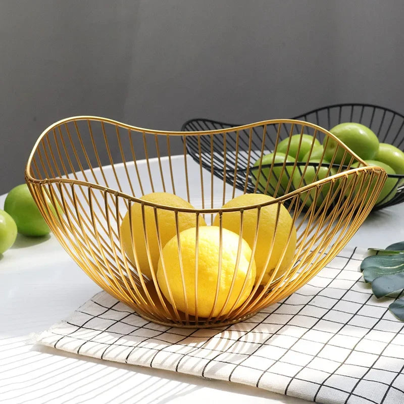 Metal Fruit Basket Morden Wire Snack Bread Vegetable Storage Bowls Kitchen Eggs Dessert Holder Nordic Organizer Cake Stand