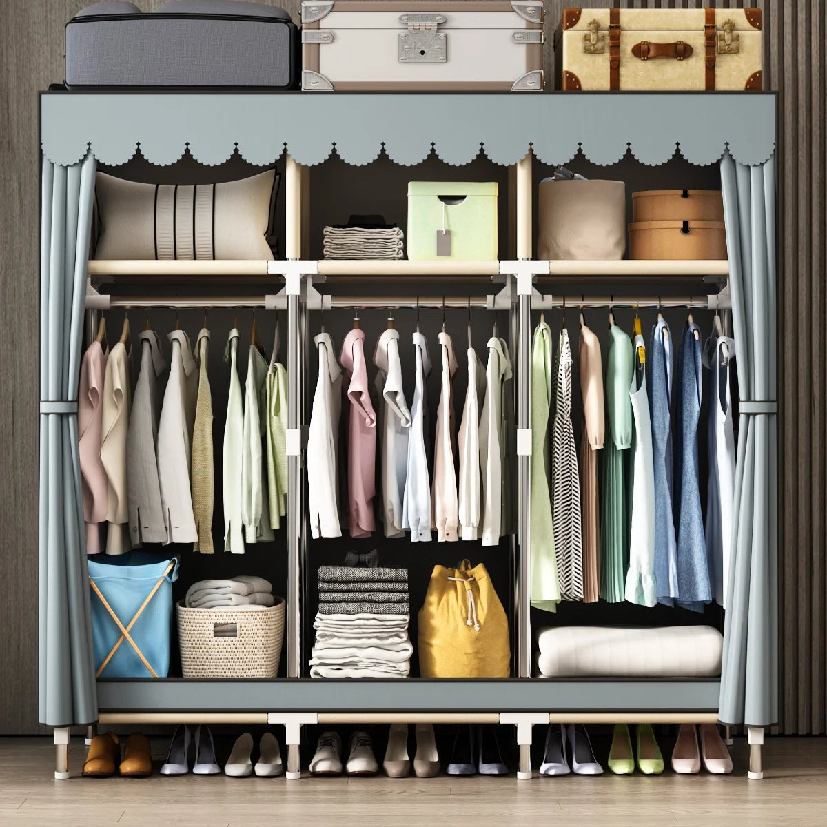 Durable Wardrobe with Dustproof Cover