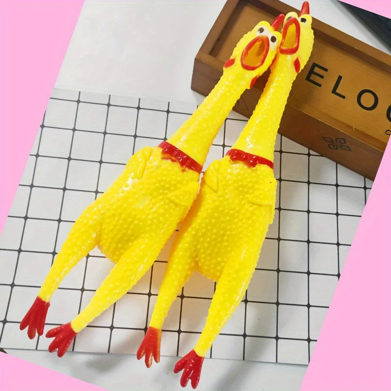 Screaming Chicken Sound Toy Cheap Yellow Rubber Squeaky Bite Chew Dog Toy Chicken