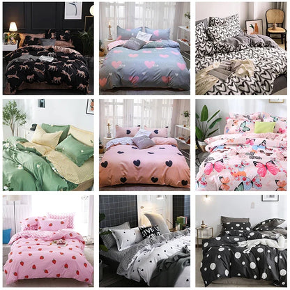 2/3 pcs Cartoon Print Duvet Cover Bedding Set With Pillowcase Cute Beautiful Comfortable for Bedroom Single Double Size No Sheet