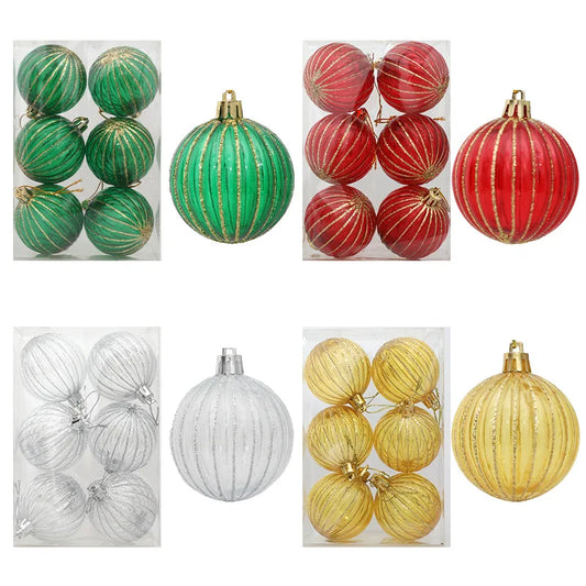 6pcs Christmas Ball Decoration 6cm Silver Gold Red Baubles Christmas Tree Hanging Ornaments for 2025 Navidad Noel Xmas Party