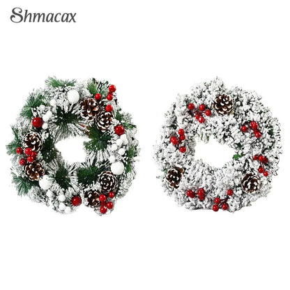 30cm Christmas Wreath For Front Door Christmas Door Wreath Pine Cone Ornaments Garland For Window Wall Indoor Outdoor Xmas Decor