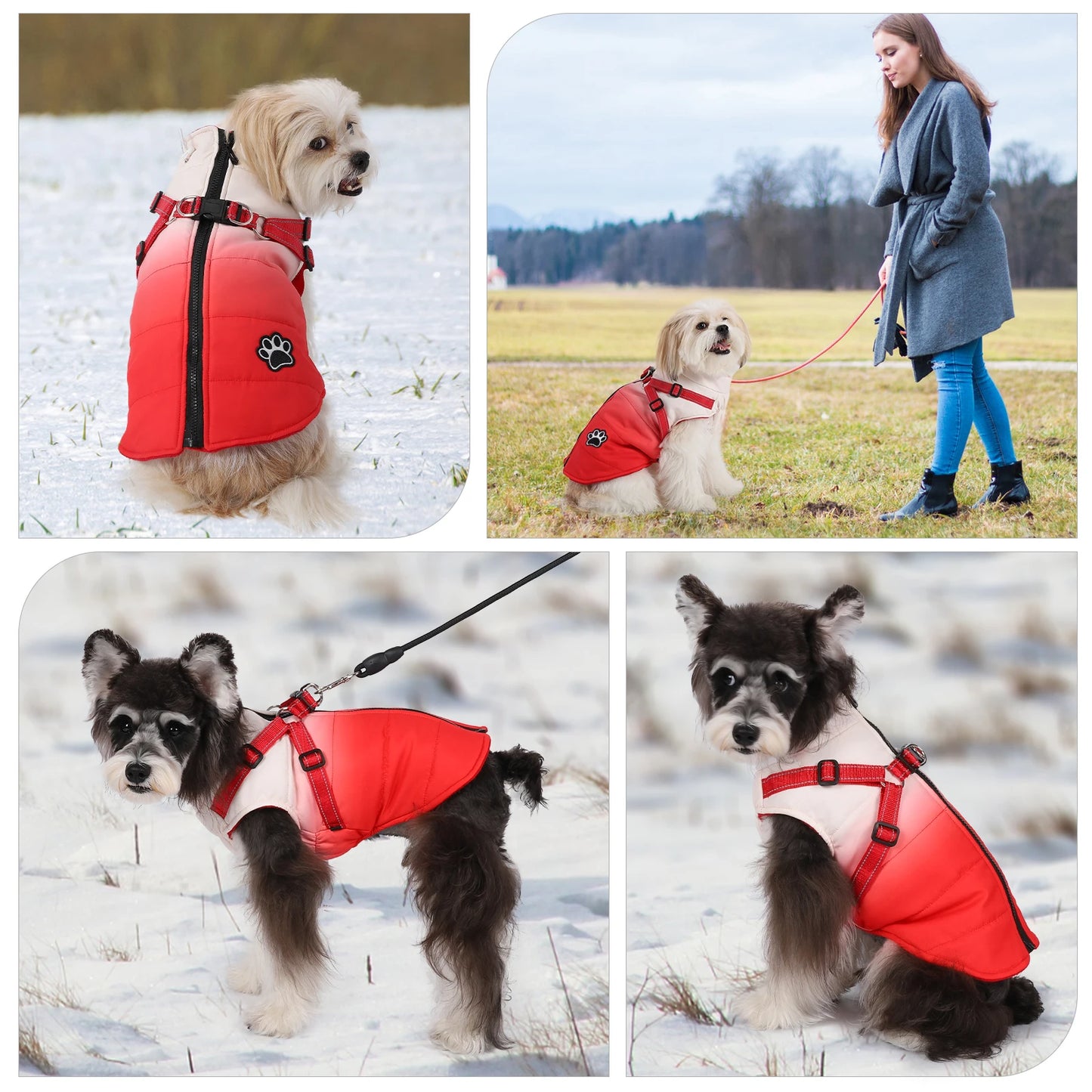 Waterproof Pet Dog Jacket With Harness Reflective Winter Dog Clothes For Small Large Dogs Coat Chihuahua French Bulldog Outfits