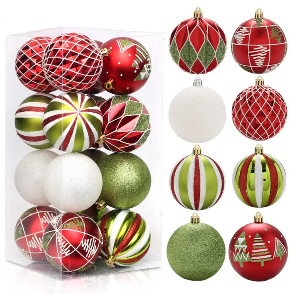 16Pcs 8cm Christmas Xmas Tree Ball Bauble Hanging Home Party Ornament Xmas Tree Decoration Balls Party Hanging Pendant Navidad