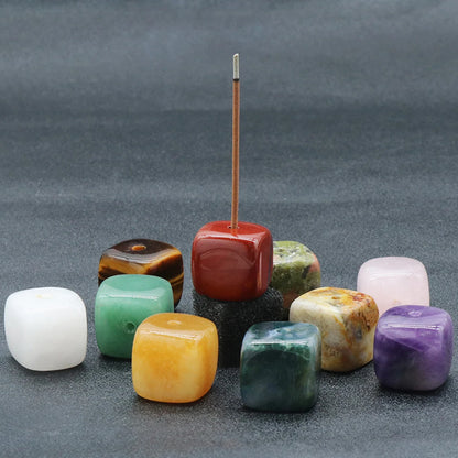 1pcs Natural Crystal Incense Sticks Holder Coil Censer Burner Rock Quartz Stone Base Buddhist Indoor Altar Table Home Decoration