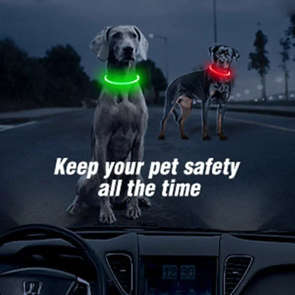 New Dog Collar Luminous Usb Cat Harnesses Collar Adjustable Led Light Glowing Loss Prevention LED Collar For Dog Pet Accessories