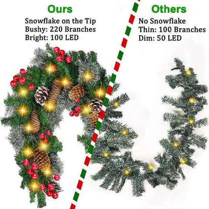 Hot Sale 2024 LED Christmas Wreath Decoration Rattan Green Artificial Xmas Tree Rattan Banner Garland Decorative Fast Delivery