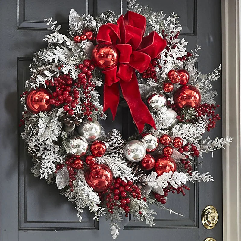 Christmas Wreath Rattan Set Wreaths For Doors New Year Decorations Flower Garland Outdoor Home Decor Christmas Decoration 2024