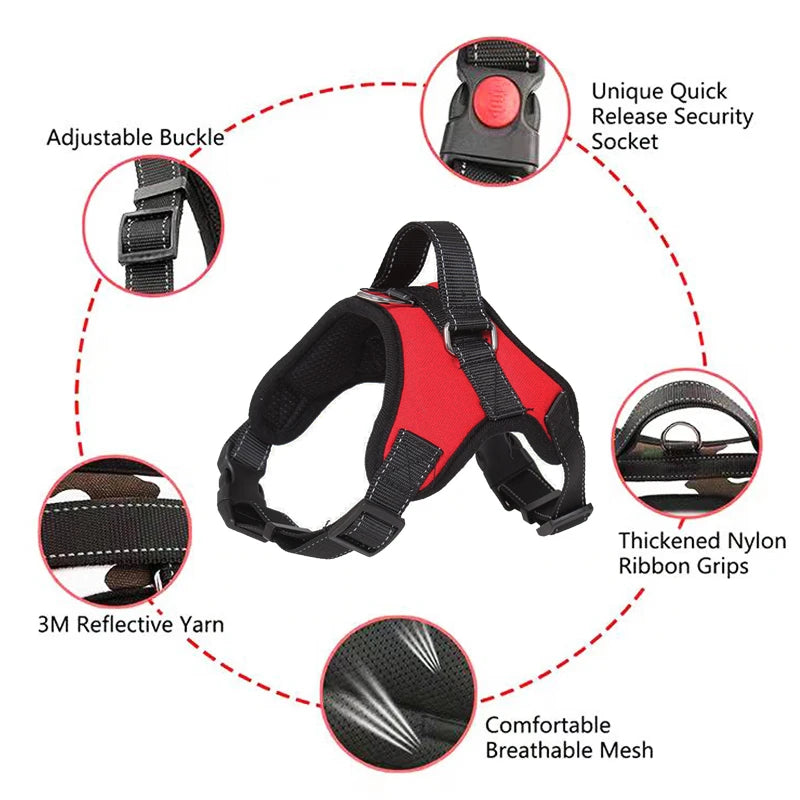 Dog Harness Reflective Adjustable Pet Harness No Pull Walking Training Small Medium Large Big Dogs Chest Strap Pet Accessories