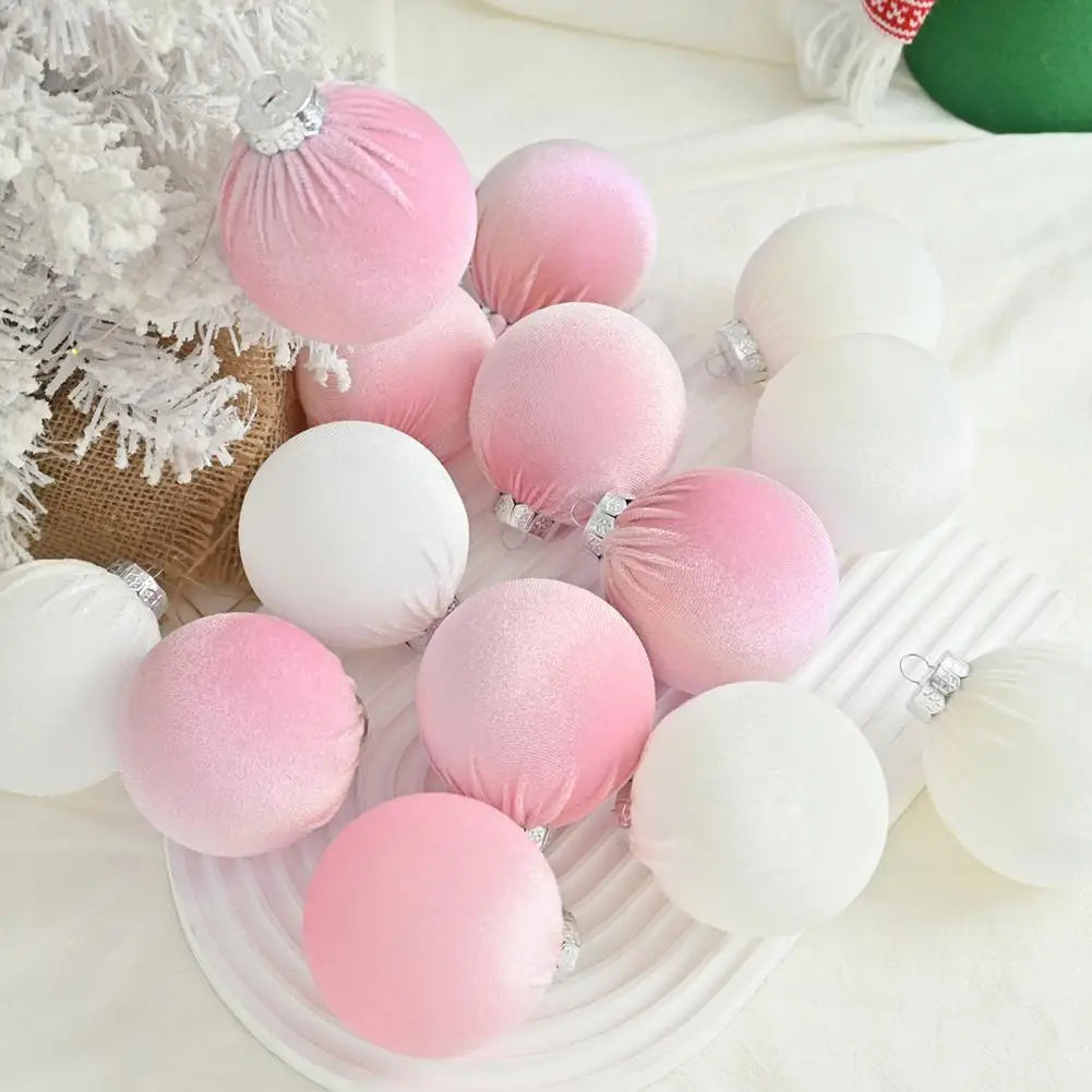 15 Pcs Velvet Christmas Balls Shatterproof Xmas Tree Hanging Ball Festive Home Party Baubles Christmas Wedding Home Decoration