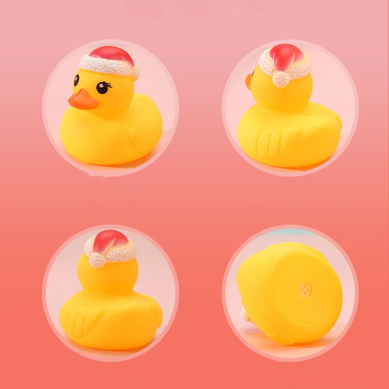 6 PCS Christmas Rubber Ducks Toys Car Ornaments, Yellow Squeeze Duck Car Dashboard Decoration Christmas Baubles Gift