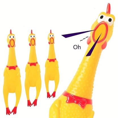 Screaming Chicken Sound Toy Cheap Yellow Rubber Squeaky Bite Chew Dog Toy Chicken