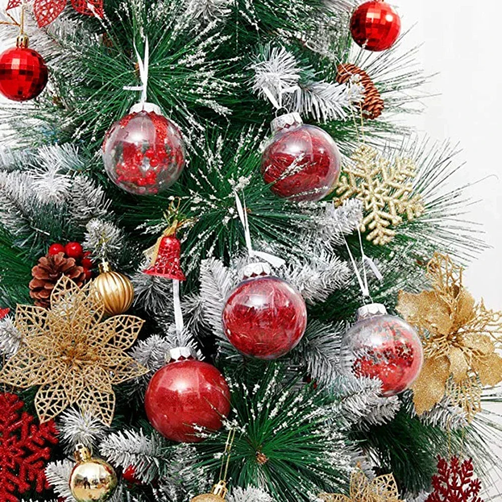 24 Pcs Christmas Ball Decorations 2023 Baubles Ornaments Xmas Tree Party For Home Party Hanging Pendant Decor Plastic 6cm