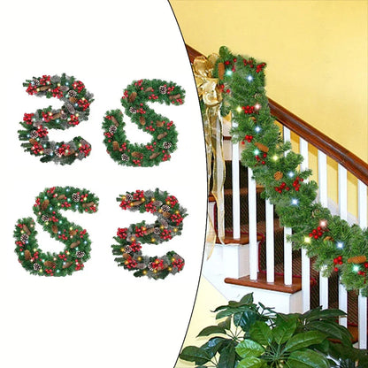 Christmas Garlands With Pinecones Red Berries Artificial Christmas Wreaths For Home Xmas Tree Stairs Door New Year Decoration