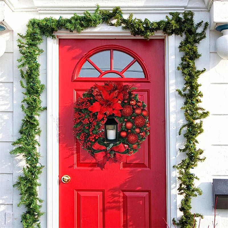 Elegant Red Christmas Wreath Window Door Wall Ornament Decorations Home Halloween Christmas Ornaments Party Decor Gifts