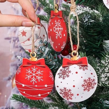 36/12pcs Merry Christmas Wooden Round Baubles Tags Christmas Balls Decoration DIY Craft Ornaments Xmas New Year Navidad Decor