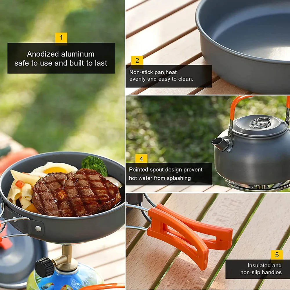 Lightweight Aluminum Camping Cookware Set