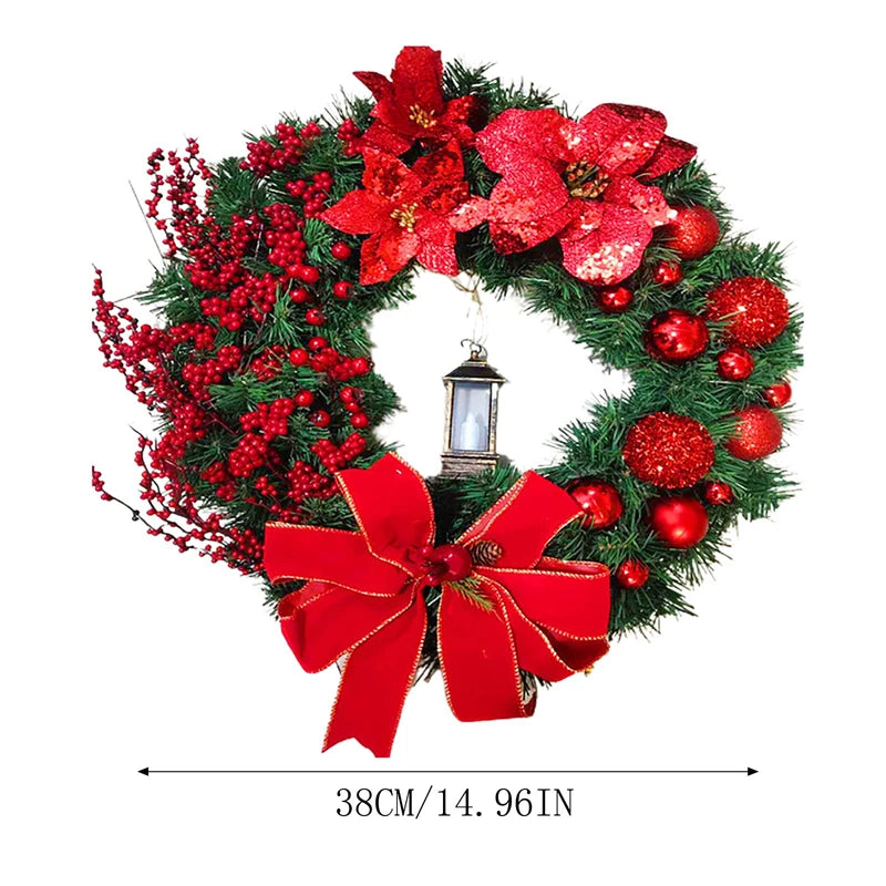 Elegant Red Christmas Wreath Window Door Wall Ornament Decorations Home Halloween Christmas Ornaments Party Decor Gifts