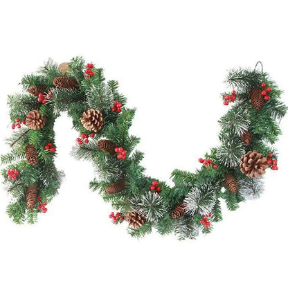 Hot Sale 2024 LED Christmas Wreath Decoration Rattan Green Artificial Xmas Tree Rattan Banner Garland Decorative Fast Delivery