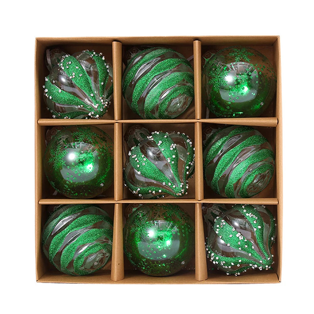 9PCS 8CM Christmas Ball Ornaments Xmas Tree Hanging Pendants Bauble Ornament For New Year Navidad 2025