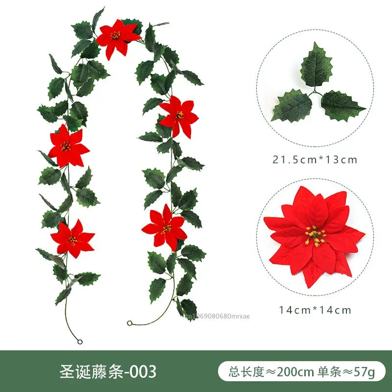 Christmas Garlands With Red Berries Artificial Christmas Wreaths For Home Xmas Tree Stairs Door New Year Navidad Decoration