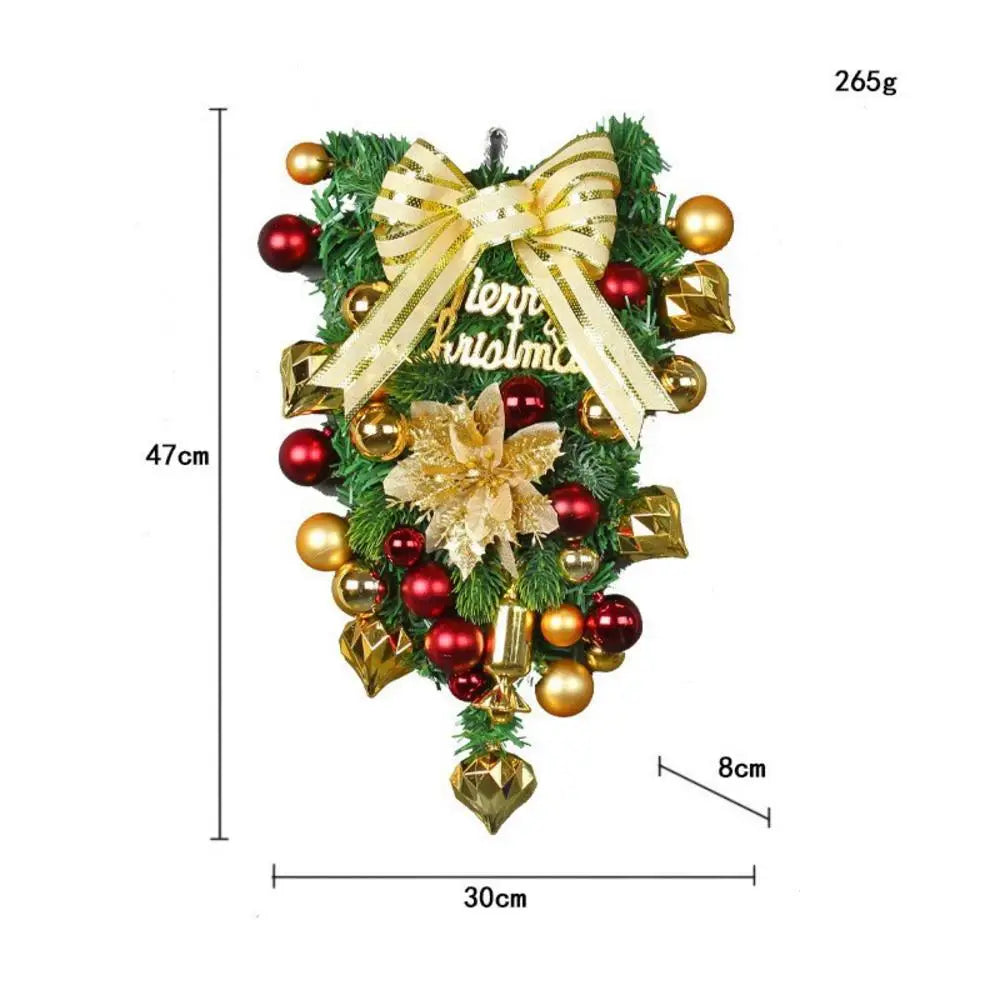 2024 Christmas Door Wreath Swag Wreath w/Large Ribbon Bows Xmas Decoration for Front Door Window Wall Door Home Decorations