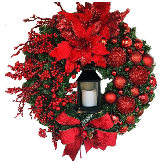 Elegant Red Christmas Wreath Window Door Wall Ornament Decorations Home Halloween Christmas Ornaments Party Decor Gifts