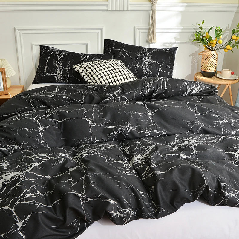 Black Marble Duvet Cover Sets Single/Queen/King Comforter Cover220x240 Reacive Printed Double Bed Cover200x200 Quilt Cover Sets