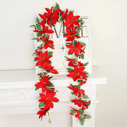 Christmas Garlands With Red Berries Artificial Christmas Wreaths For Home Xmas Tree Stairs Door New Year Navidad Decoration