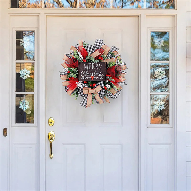 Christmas Door Wreath Artificial Garland Wreaths Xmas Hanging Pendants Ornament Window Wall Merry Christmas Decorations For Home