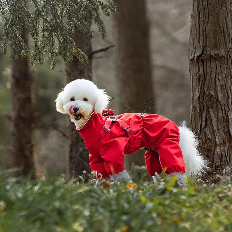 Dog Raincoat with Harness Waterproof Pet Jumpsuit for Small Medium Dogs Adjustable Reflective Puppy Rain Coat Chihuahua Rainwear