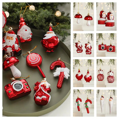 2PCS Red&white Christmas Hanging Decoration Plastic Santa Clause Xmas Ornament Ball Shopwindow Camera Owl Xmas Baubles