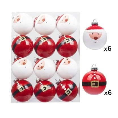 12pcs Christmas Tree Baubles Ball Xmas Bubbles Ball Creative Painted Christmas Pendant Balls Home Party Wedding Tree Decoration