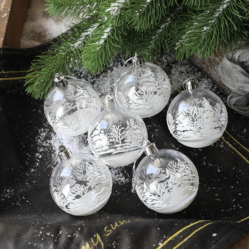 6pcs Christmas Ball Ornaments Transparent Baubles Christmas Tree Hanging Decoration For 2025 New Year Navidad Noel Party Hanging