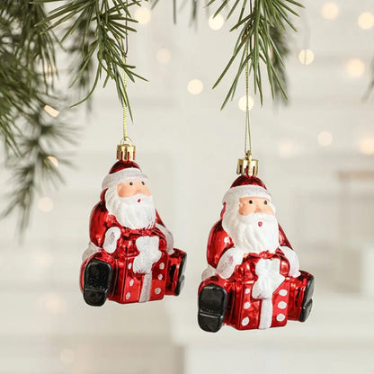 2PCS Red&white Christmas Hanging Decoration Plastic Santa Clause Xmas Ornament Ball Shopwindow Camera Owl Xmas Baubles