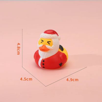 6 PCS Christmas Rubber Ducks Toys Car Ornaments, Yellow Squeeze Duck Car Dashboard Decoration Christmas Baubles Gift