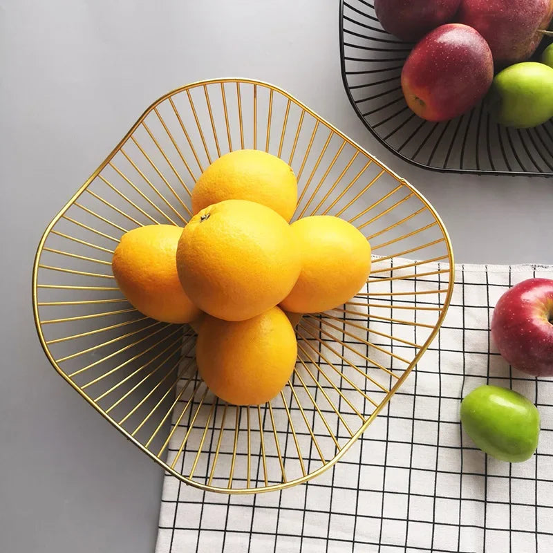 Metal Fruit Basket Morden Wire Snack Bread Vegetable Storage Bowls Kitchen Eggs Dessert Holder Nordic Organizer Cake Stand