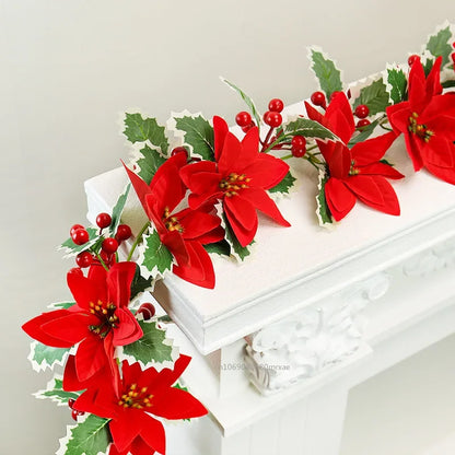 Christmas Garlands With Red Berries Artificial Christmas Wreaths For Home Xmas Tree Stairs Door New Year Navidad Decoration