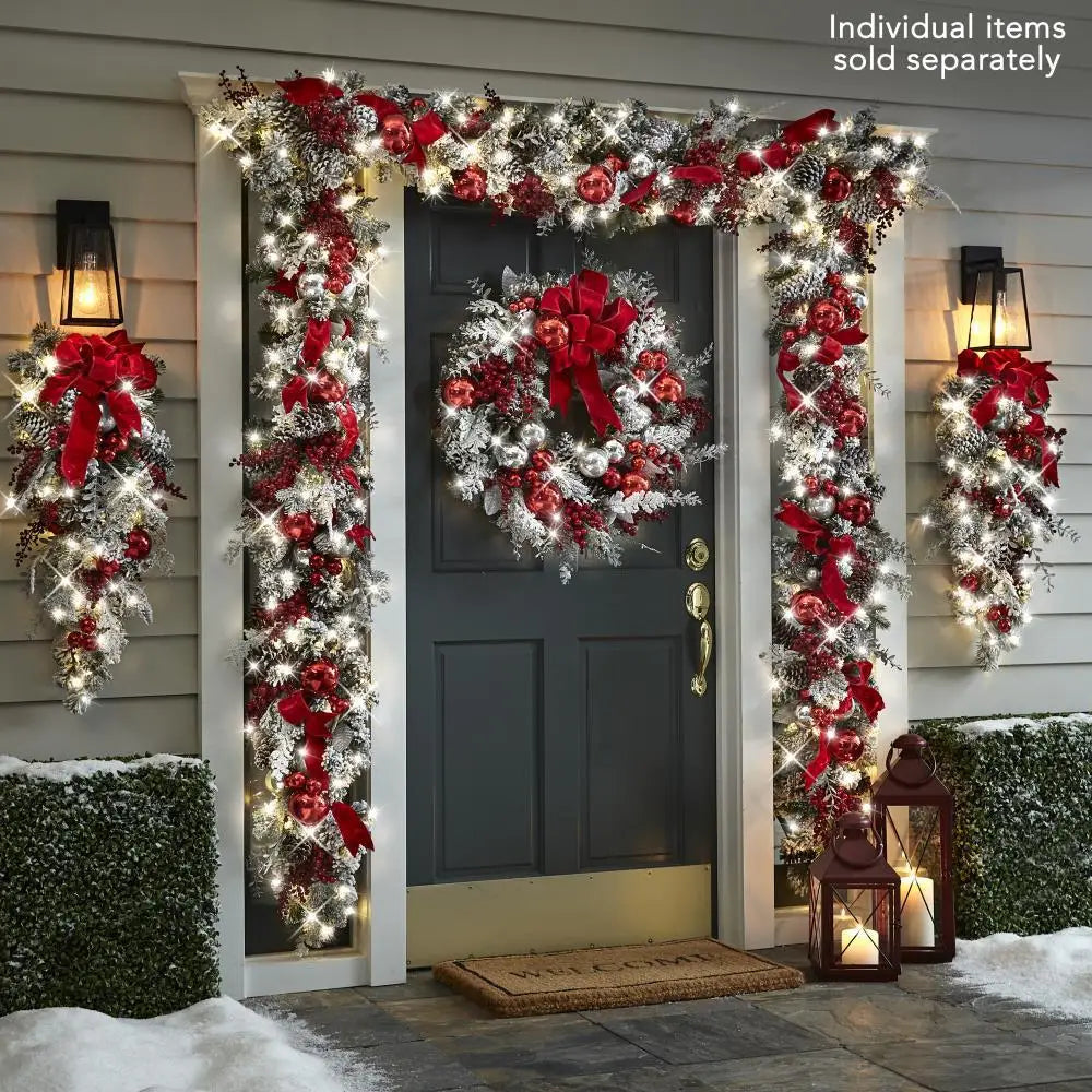 Christmas Wreath Rattan Set Wreaths For Doors New Year Decorations Flower Garland Outdoor Home Decor Christmas Decoration 2024