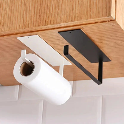 1pc Kitchen Carbon Steel Paper Towel Holder, No Punch Paper Towel Holder, Household Paper Hanger, Storage Rack