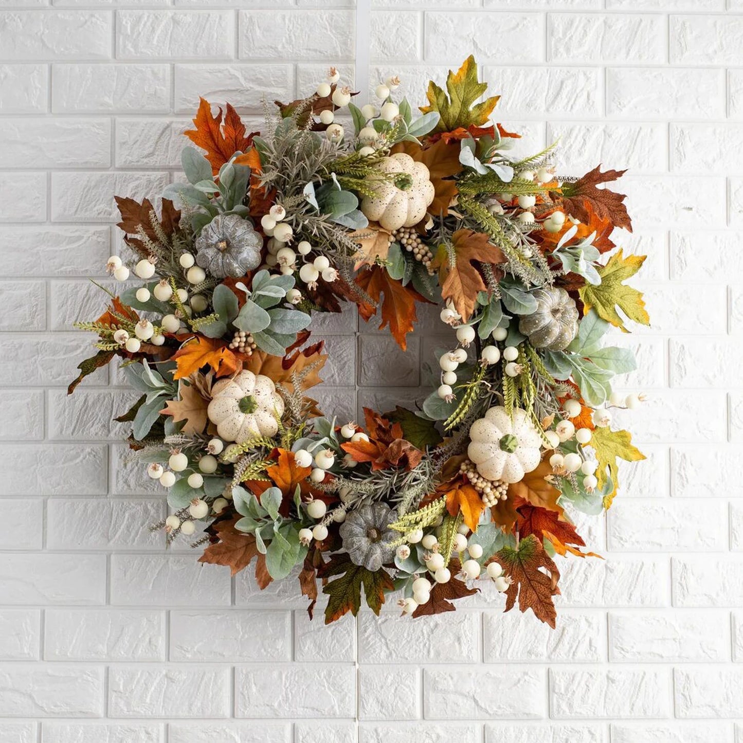 Garland Pendant Autumn Simulation Maple Leaf Wreath Artificial Floral Wall Decoration Creative 45 Cm Plastic Christmas Door Trim