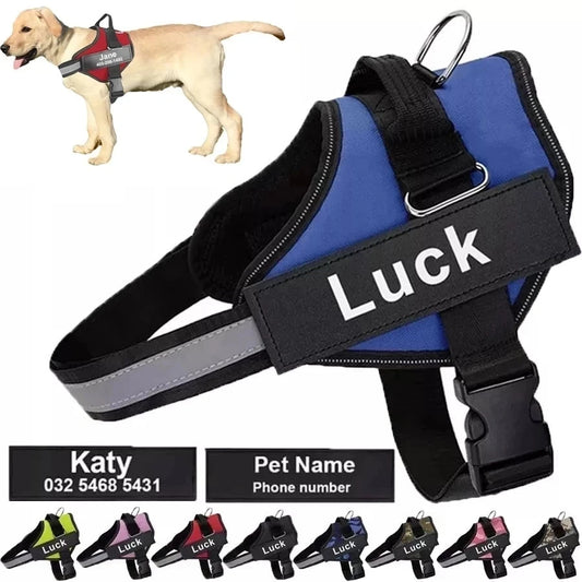 Dog Harness Vest ID Patch Customized Reflective Breathable Adjustable Pet Harness For Small Large Dogs NO PULL