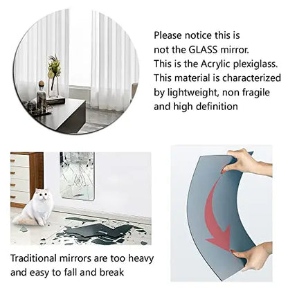 Round Wall Square Mirror Sticker Acrylic Adhesive Small Circle Mirrors Table House Apartment Decoration Flexible Mini Dots Decor